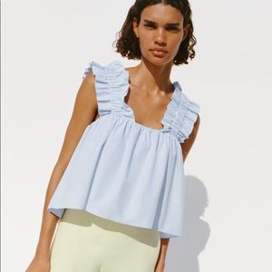 Zara ruffled poplin top